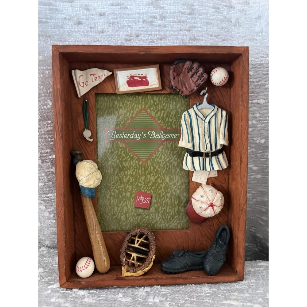 RUSS Berrie "Yesterday's Ballgame" 3D Baseball Shadow Box‎ Picture Frame